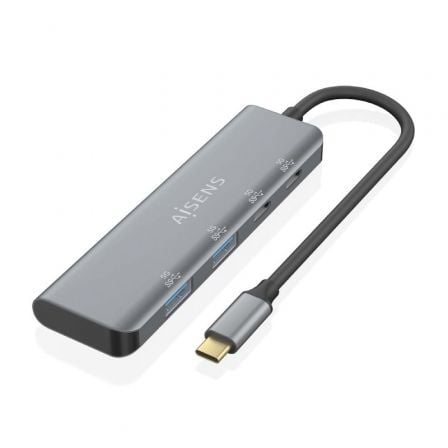 Hub USB Tipo-C AISENS A109-0763 / 2xUSB / 2xUSB Tipo-C / Gris