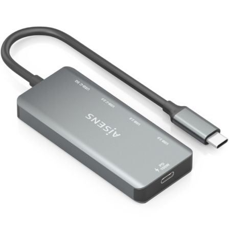 Hub USB Tipo-C Aisens A109-0946/ 2xUSB/ 2xUSB Tipo-C/ 1xUSB Tipo-C PD/ Gris_0