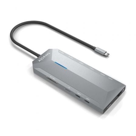 Docking USB Tipo-C Aisens ASUC-12P005-GR/ 2xHDMI/ 3xUSB/ 2xUSB Tipo-C/ 1xRJ45/ 1xAudio/ 1xLector Tarjetas/ 1x Jack/ 1xUSB Tipo-C PD/ Gris_0