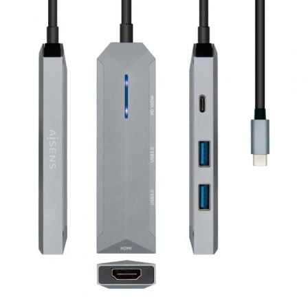 Docking USB Tipo-C Aisens ASUC-4P002-GR/ 1xHDMI/ 2xUSB/ 1xUSB Tipo-C PD/ Gris_0