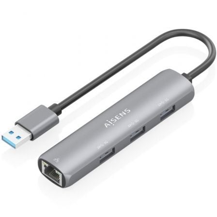 Hub USB Aisens ASUC-4P034-GR/ 3xUSB/ 1xRJ45/ Gris_0