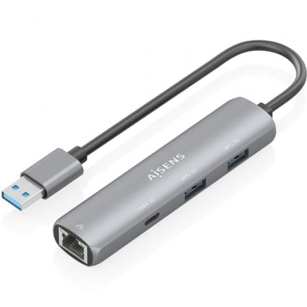 Hub USB Aisens ASUC-4P035-GR/ 1xUSB Tipo-C/ 2xUSB/ 1xRJ45/ Gris_0
