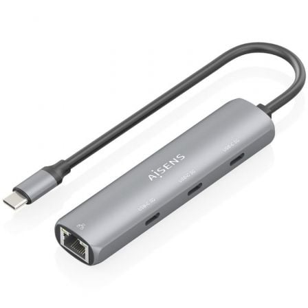 Hub USB Tipo-C Aisens ASUC-4P041-GR/ 3xUSB Tipo-C/ 1xRJ45/ Gris_0