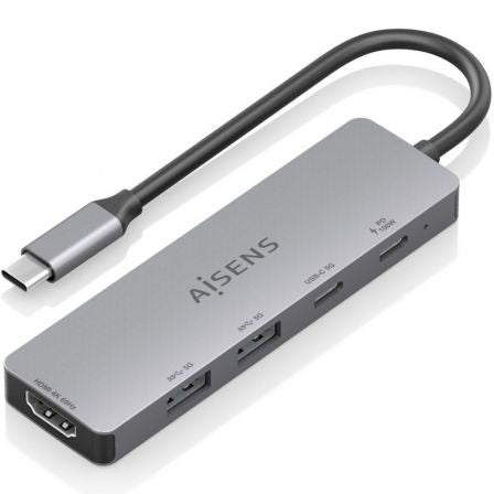 Docking USB Tipo-C Aisens ASUC-5P028-GR/ 1xHDMI/ 2xUSB/ 2xUSB Tipo-C/ 1xUSB Tipo-C PD/ Gris_0