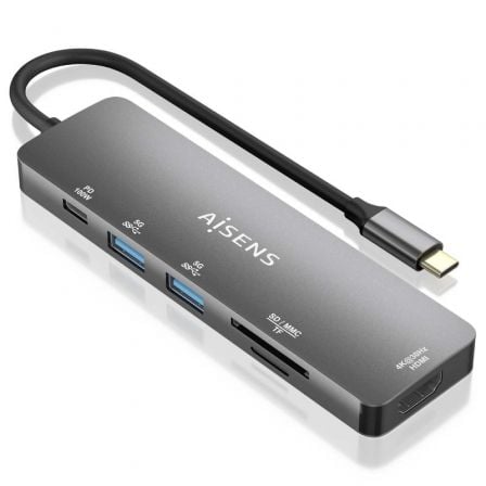 AISENS ASUC-6P016-GR base para portátil y replicador de puertos Alámbrico USB 3.2 Gen 1 (3.1 Gen 1) Type-C_0