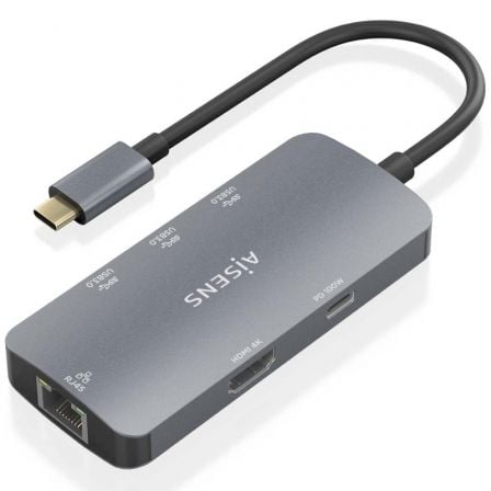 Docking USB Tipo-C Aisens ASUC-6P019-GR/ 1xHDMI/ 3xUSB/ 1xRJ45/ 1xUSB Tipo-C PD/ Gris_0