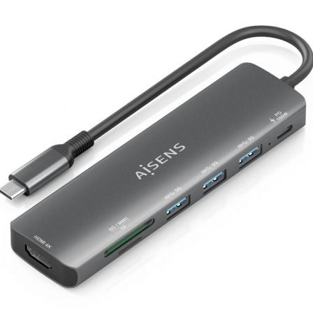 Docking USB Tipo-C Aisens ASUC-7P025-GR/ 1xHDMI/ 3xUSB/ 1xUSB Tipo-C PD/ 1xLector Tarjetas/ Gris_0