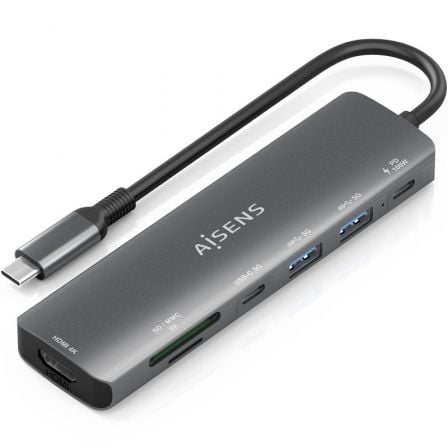 Docking USB Tipo-C Aisens ASUC-7P026-GR/ 1xHDMI/ 2xUSB/ 1xUSB Tipo-C / 1xUSB Tipo-C PD/ 1xLector Tarjetas/ Gris_0