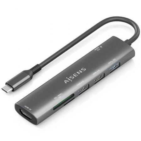 Docking USB Tipo-C Aisens ASUC-7P025-GR/ 1xHDMI/ 3xUSB/ 1xUSB Tipo-C PD/ 1xLector Tarjetas/ Gris_0