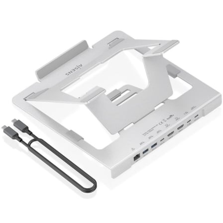 Soporte de Sobremesa - Docking USB Tipo-C Aisens ASUC-7P046-GR/ 2xUSB/ 1xUSB Tipo-C/ 2xHDMI/ 1xRJ45/ 1xUSB Tipo-C PD/ Gris_0