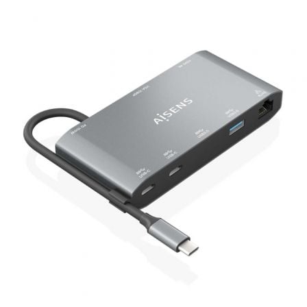 Docking USB Tipo-C Aisens ASUC-8P010-GR/ 1xHDMI/ 1xVGA/ 2xUSB/ 1xRJ45/ 2xUSB Tipo-C/ 1xUSB Tipo-C PD/ Gris_0