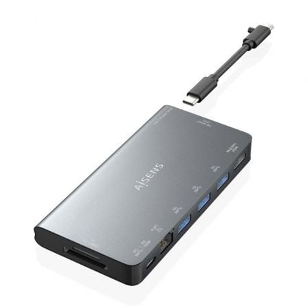 Docking USB Tipo-C Aisens ASUC-8P015-GR/ 1xHDMI/ 3xUSB/ 1xRJ45/ 1xLector Tarjetas / 1xUSB Tipo-C/ Gris_0