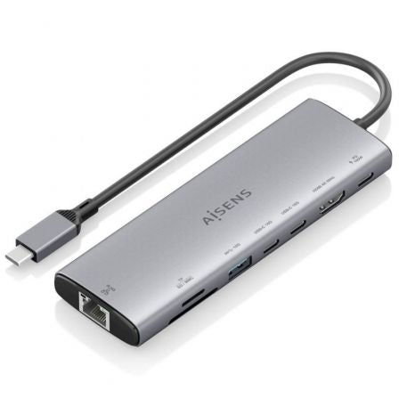 Docking USB Tipo-C Aisens ASUC-8P033-GR/ 1xHDMI/ 1xUSB/ 2xUSB Tipo-C/ 1xRJ45/ 1xLector Tarjetas/ 1xUSB Tipo-C PD/ Gris_0