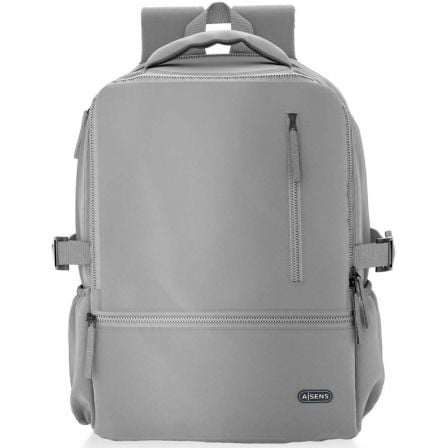 Mochila Aisens ASBG-BP087-GR para Portátiles hasta 15.6"/ Impermeable/ Gris_0