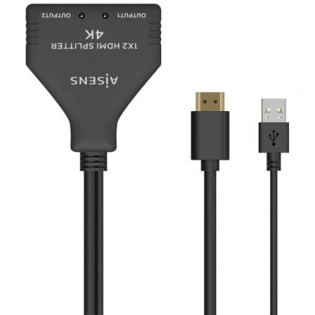 Cable Duplicador HDMI 4K AISENS / 2x HDMI Hembra - HDMI Macho - USB Macho / 30cm / Preto / A123-0654
