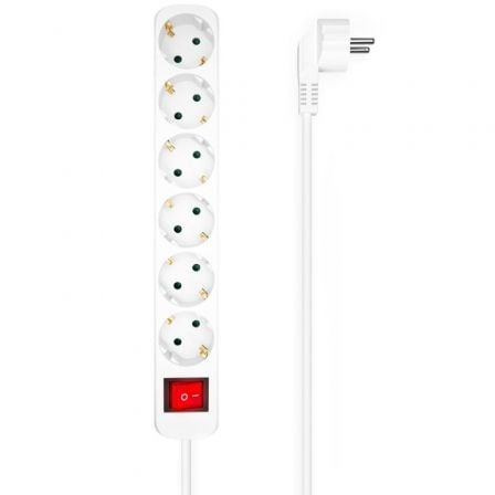 Regleta con Interruptor Aisens A154-0535/ 6 Tomas de Corriente/ Cable 1.4m/ Blanco_0