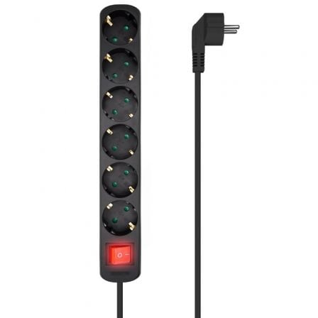 Regleta con Interruptor Aisens A154-0536/ 6 Tomas de Corriente/ Cable 1.4m/ Negro_0