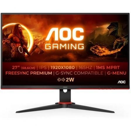 Monitor Gaming AOC 27G2SPAE/BK 27"/ Full HD/ 1ms/ 165Hz/ IPS/ Multimedia/ Negro y Rojo_0