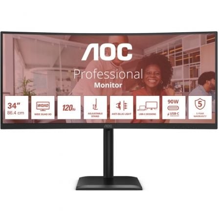 Monitor AOC CU34E4CV / 34" VA 3440x1440 120Hz USB-C_0