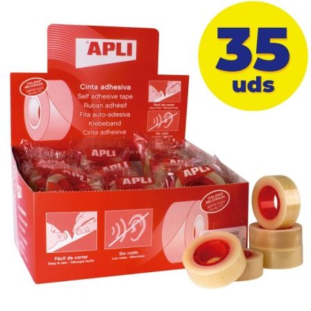 Caja de Cintas Adhesivas Transparentes Apli 11103/ 1.9cm x 33m/ 35 unidades_0