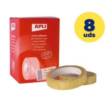 Caja de Cintas Adhesivas Transparentes Apli 11266/ 1.9cm x 66m/ 8 unidades_0