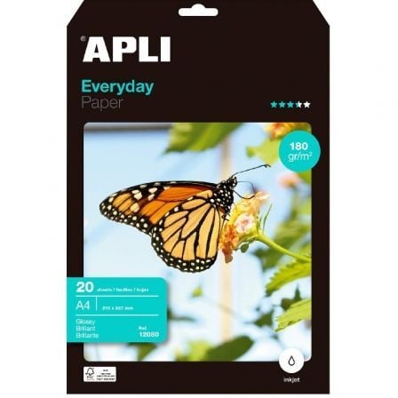 Papel Fotográfico Apli Everyday 12080/ DIN A4/ 180g/ 20 Hojas/ Brillante_0