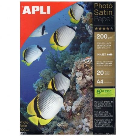 Papel Fotográfico Apli PhotoSatin Paper 04453/ DIN A4/ 200g/ 20 Hojas/ Semi Brillante_0