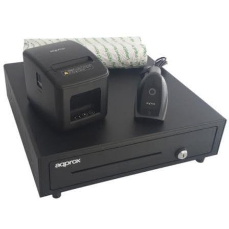 Pack Approx appPOSPACK4180LAN-2D Cajón Portamonedas/ Impresora Térmica/ Lector de Códigos y Rollos Térmicos_0