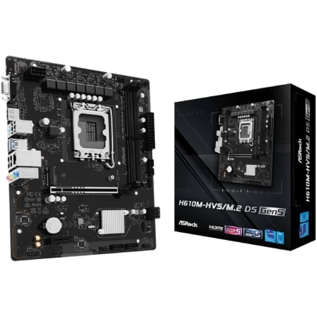 Placa Base Asrock H610M-HVS M2 D5 G5 Socket 1700/ DDR5/ PCIe 5.0/ Micro ATX_0