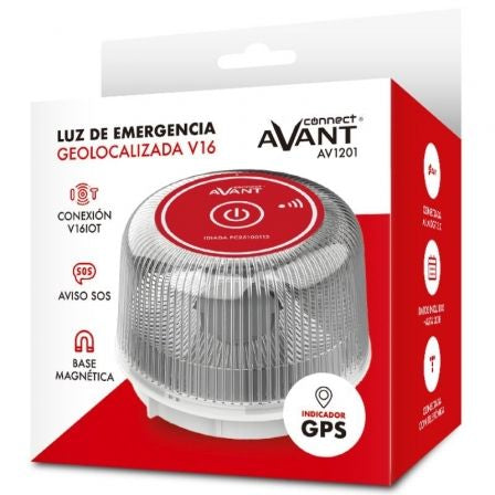 Luz baliza de emergencia para coche Avant V16 Connected AV1201/ Homologada/ Base Imantada/ Geolocalizable/ Funciona a Pilas_0