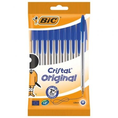 Bolígrafos de Tinta de Aceite Bic Cristal Original 516352/ 10 unidades/ Azules_0