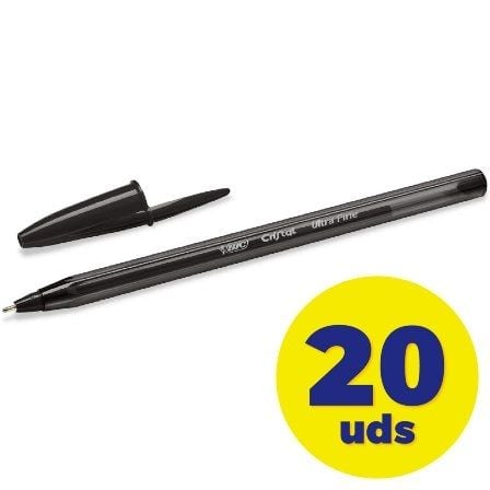 Caja de Bolígrafos de Tinta de Aceite Bic Cristal Exact Ultrafine 992603/ 20 unidades/ Negros_0