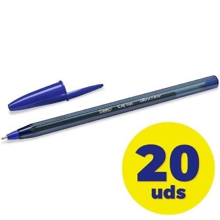 Caja de Bolígrafos de Tinta de Aceite Bic Cristal Exact Ultrafine 992605/ 20 unidades/ Azules_0