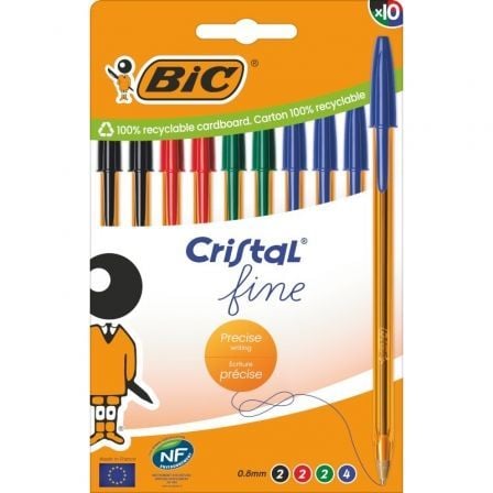 Bolígrafos de Tinta de Aceite Bic Cristal Fine 516356/ 10 unidades/ Colores Surtidos_0