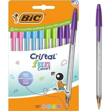 Bolígrafos de Tinta de Aceite Bic Cristal Fun 524176/ 10 unidades/ Colores Surtidos_0
