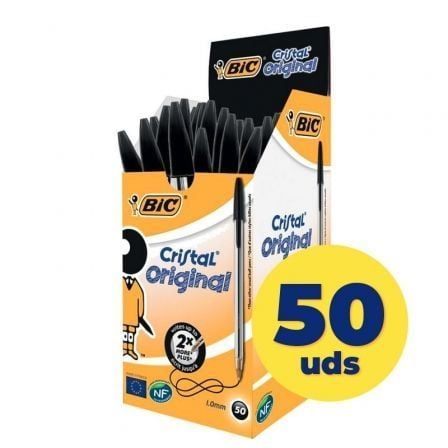Caja de Bolígrafos de Tinta de Aceite Bic Cristal Original 8373639/ 50 unidades/ Negros_0