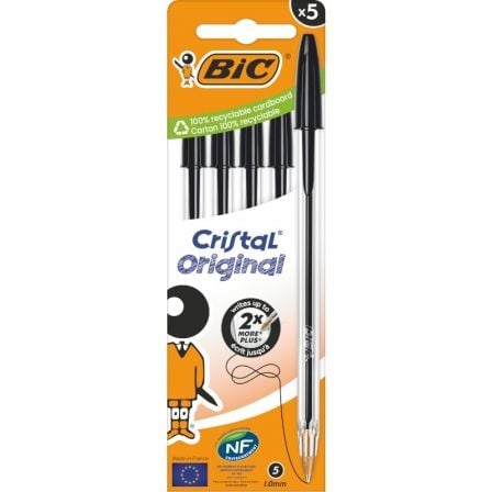 Caja de Bolígrafos de Tinta de Aceite Bic Cristal Original 516345/ 5 unidades/ Negros_0