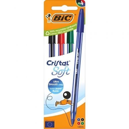 Caja de Bolígrafos de Tinta de Aceite Bic Cristal Original 516343/ 4 unidades/ Colores Surtidos_0
