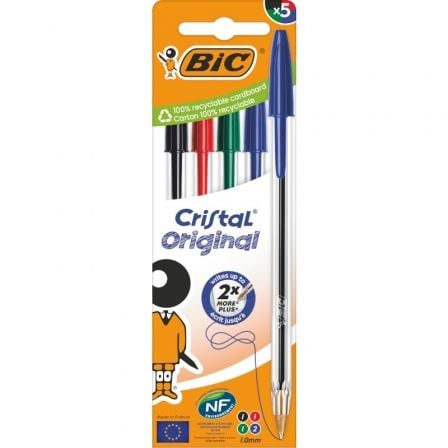 Bolígrafos de Tinta de Aceite Bic Cristal Original 516346/ 5 unidades/ Colores Surtidos_0