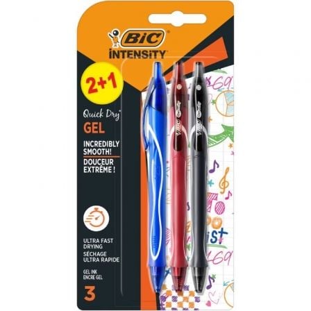 Bolígrafo de Tinta de Gel Retráctil Bic Gelocity Quick Dry 972035/ 3 unidades/ Surtidos_0