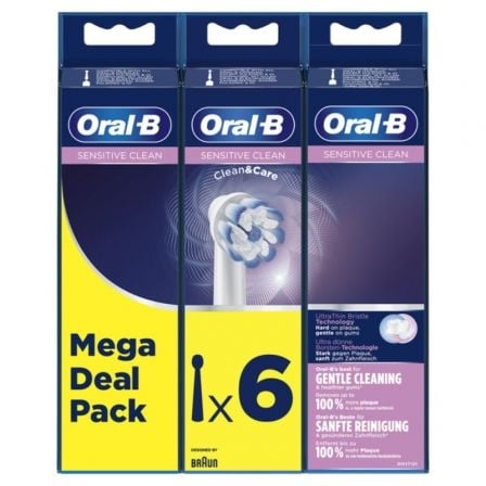 Cabezal de Recambio Braun para cepillo Braun Oral-B Sensitive Clean/ Pack 6 uds_0
