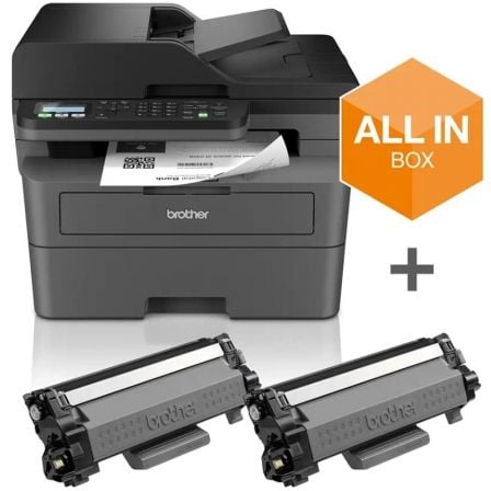 Multifunción Láser Monocromo Brother MFC-L2827DWXL WiFi/ Fax/ Dúplex/ Pack impresora + consumibles XL/ Negra_0