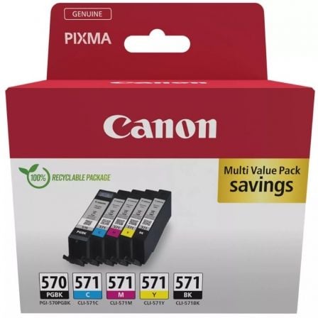 Cartucho de Tinta Original Canon PGI-570 + CLI-571 Multipack/ Cian/ Magenta/ Amarillo/ Negro_0