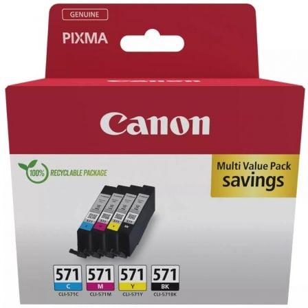 Cartucho de Tinta Original Canon CLI-571 Multipack/ Cian/ Magenta/ Amarillo/ Negro_0