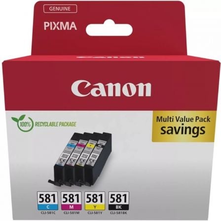 Cartucho de Tinta Original Canon CLI-581 XL Multipack/ Cian/ Magenta/ Amarillo/ Negro_0
