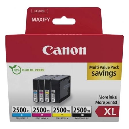 Cartucho de Tinta Original Canon PGI-2500 XL Multipack Alta Capacidad/ Cian/ Magenta/ Amarillo/ Negro_0