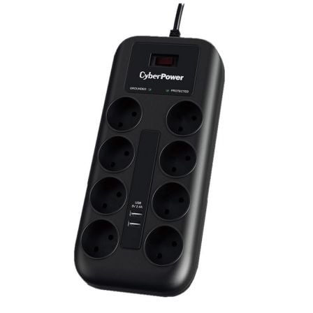 Regleta con Interruptor Cyberpower P0820SUD0-DE/ 8 Tomas de corriente/ 2 USB/ Cable 1.8m/ Negra_0