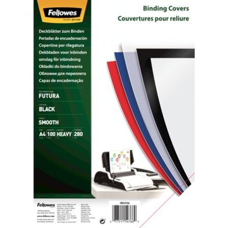 Portadas de Polipropileno Fellowes 5476603/ A4/ 300 Micras/ 100 unidades/ Negras_0