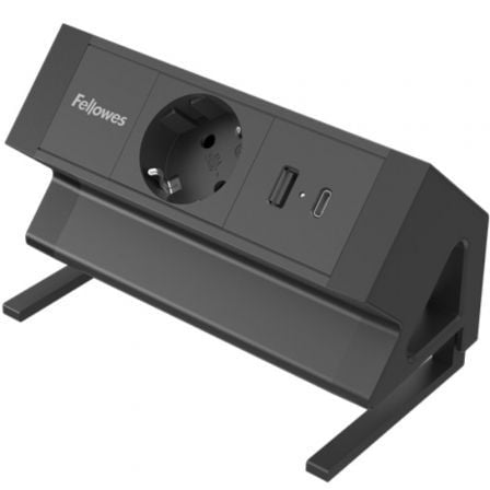 Regleta Sobremesa Fellowes 100137172/ 1 Tomas de corriente/ 1 USB - 1 USB Tipo-C/ Cable 2m/ Negra_0