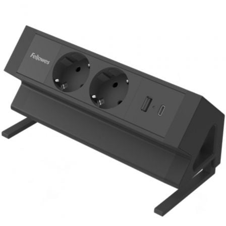 Regleta Sobremesa Fellowes 100137182/ 2 Tomas de corriente/ 1 USB - 1 USB Tipo-C/ Cable 2m/ Negra_0